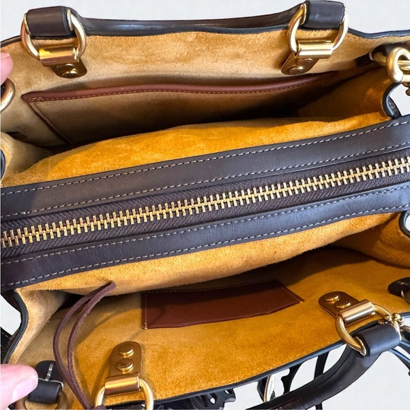 Coach Rogue 25 Color Block Satchel Amy Green and Large Dino Charm - Picture 10 of 15